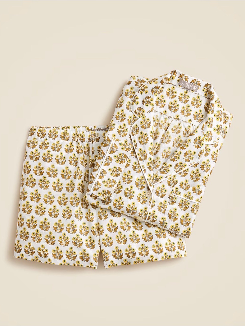 J.Crew Linen Cotton Boxer Short Pajama Set Floral Print Preppy Summer Lounge